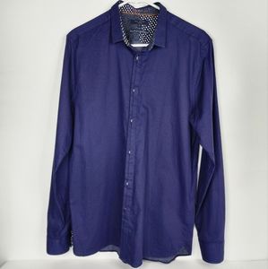 TED BAKER LONDON Blue Long Sleeve Button Down Dress Shirt.